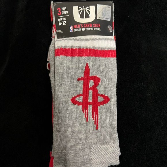 Houston Rockets NBA Men's 3 Pair Crew Socks - Picture 1 of 4